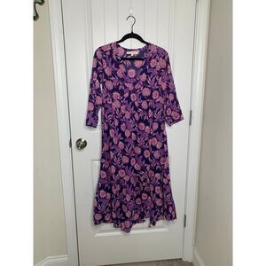 Xirena Floral‎ Long Sleeve Midi Dress Botanical boho Print Size Small